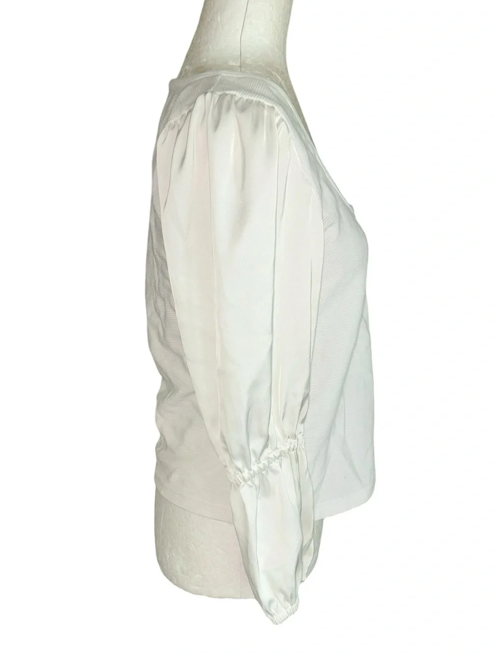 Anthropologie Maeve White Ribbed Satin Tiered Crop Top - M